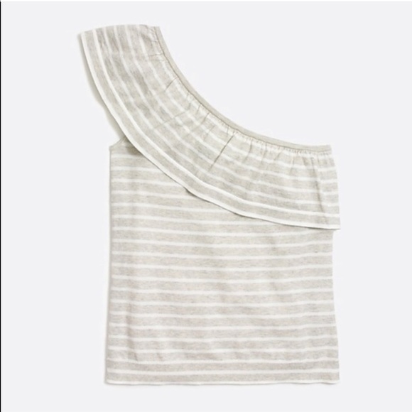 J Crew Factory One Shoulder Striped Ruffle Top - Picture 1 of 5
